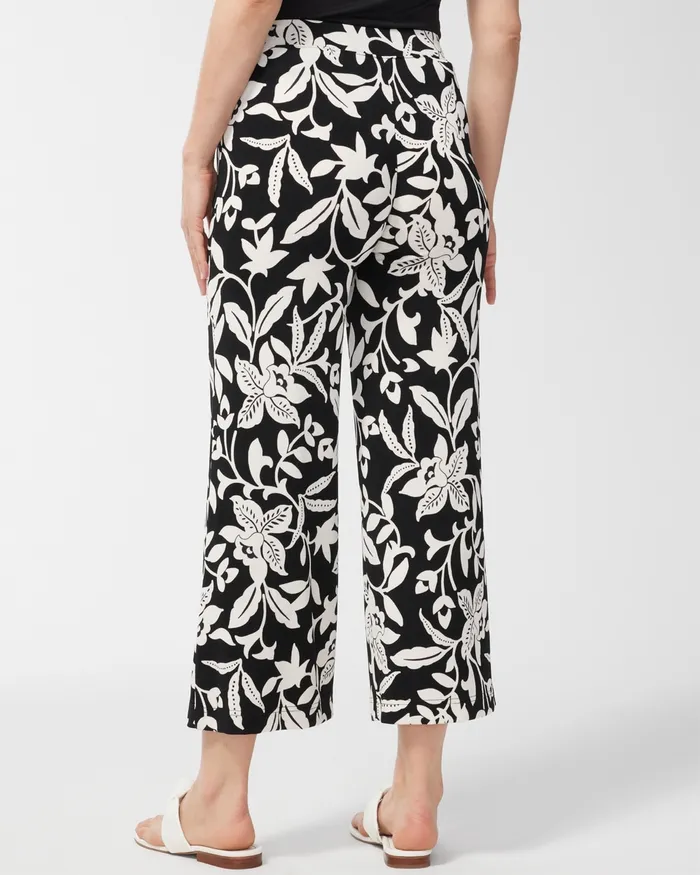 Chico039s Travelers Floral Print Crops BlackWhite Women Pants