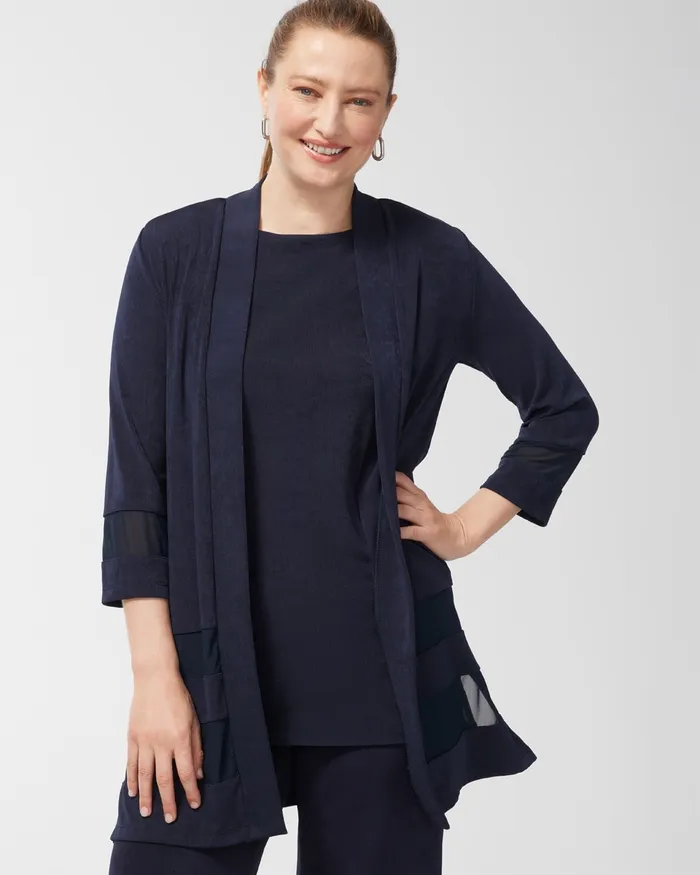 Chico039s Travelers Mesh Inset Jacket Travelers India Ink Women Jackets and Coats