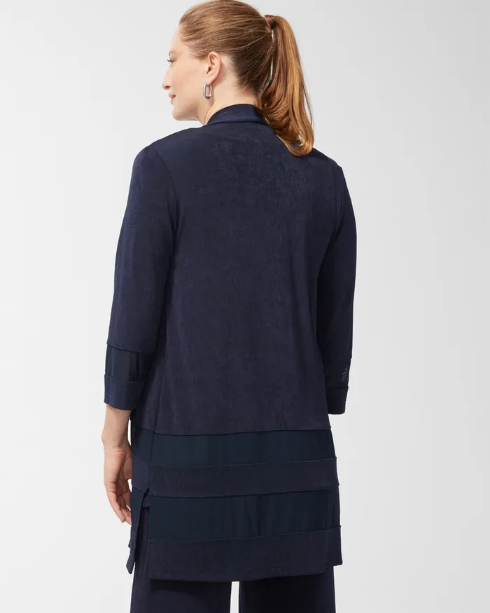 Chico039s Travelers Mesh Inset Jacket Travelers India Ink Women Jackets and Coats