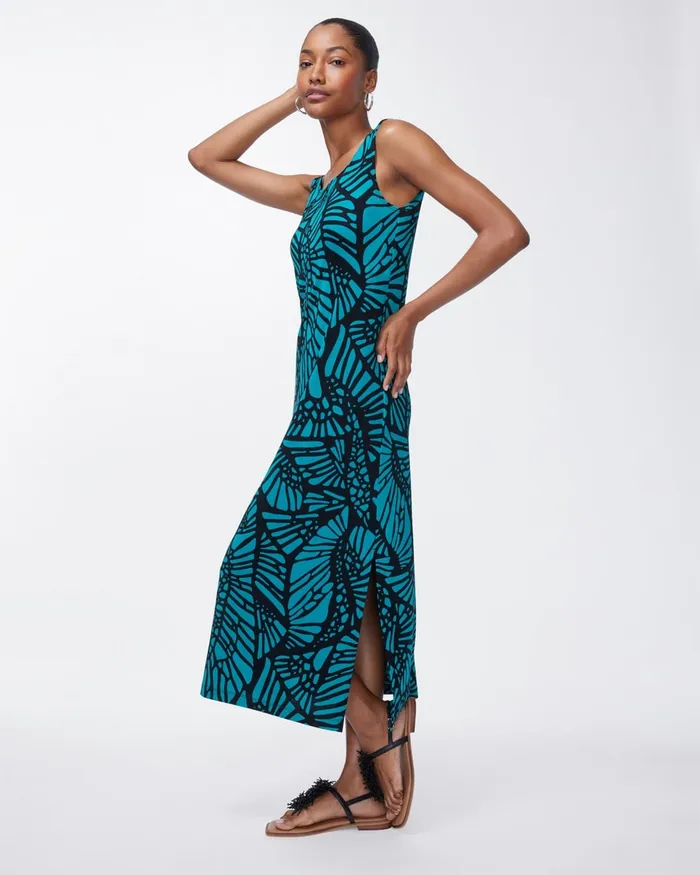 Chico039s Travelers Wing Print Sleeveless Maxi Dress Travelers Harbour Green Women Dresses and Skirts