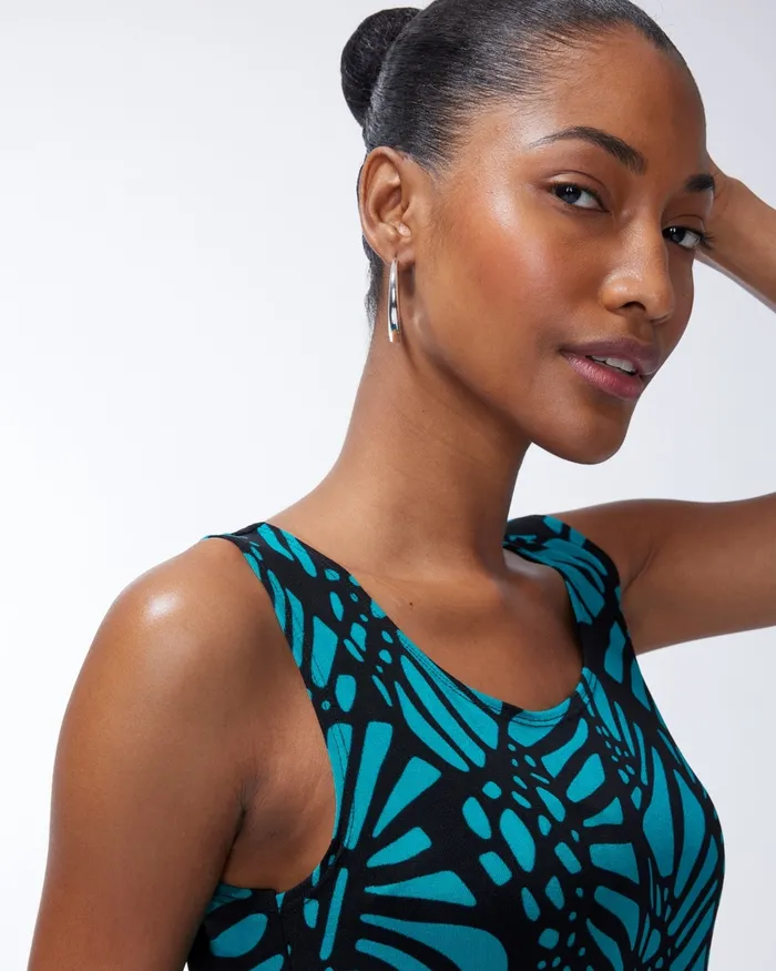 Chico039s Travelers Wing Print Sleeveless Maxi Dress Travelers Harbour Green Women Dresses and Skirts