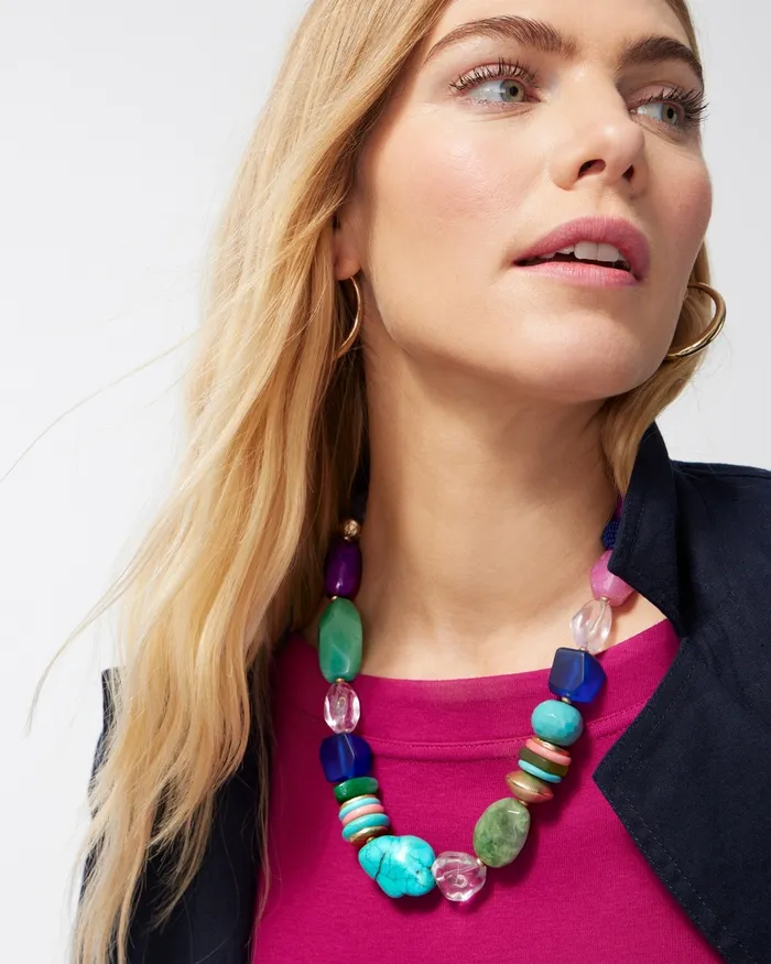 Chico039s Turquoise Single Strand Necklace Multi Women Necklaces