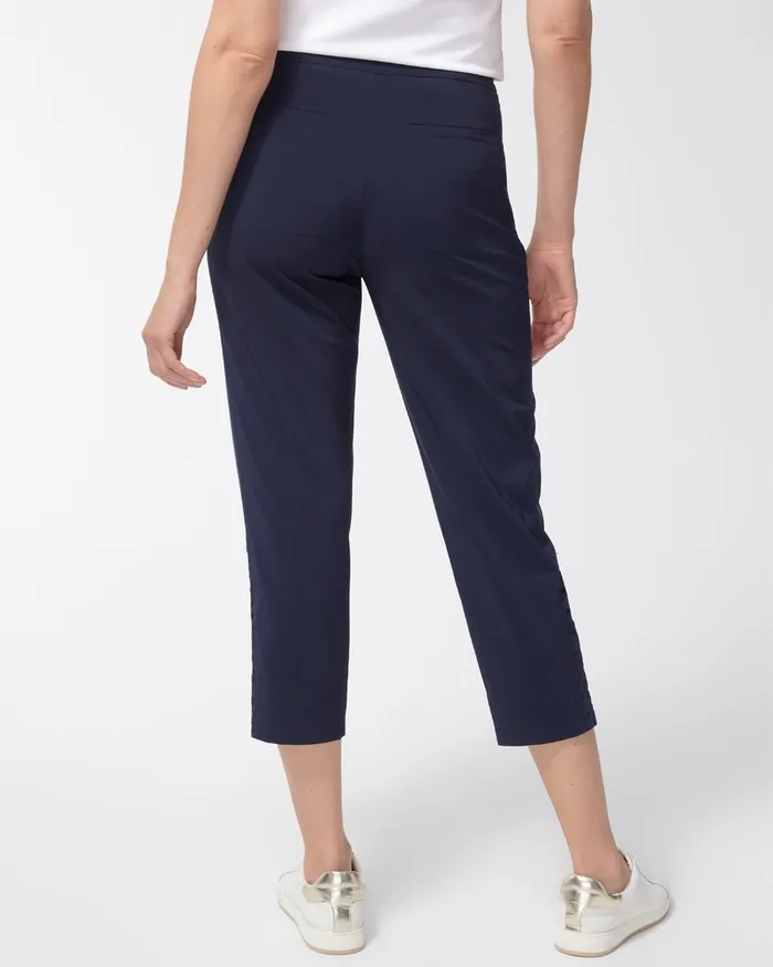 Chico039s Zenergy Neema Navy Eyelet Crops Classic Navy Women Matching Sets