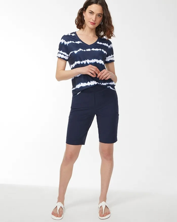 Chico039s Zenergy Tie Dye VNeck Tee Amparo Blue Women Activewear
