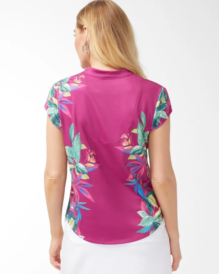 Chico039s Zenergy UPF Floral Mock Neck Top Botanic Berry Women Tops