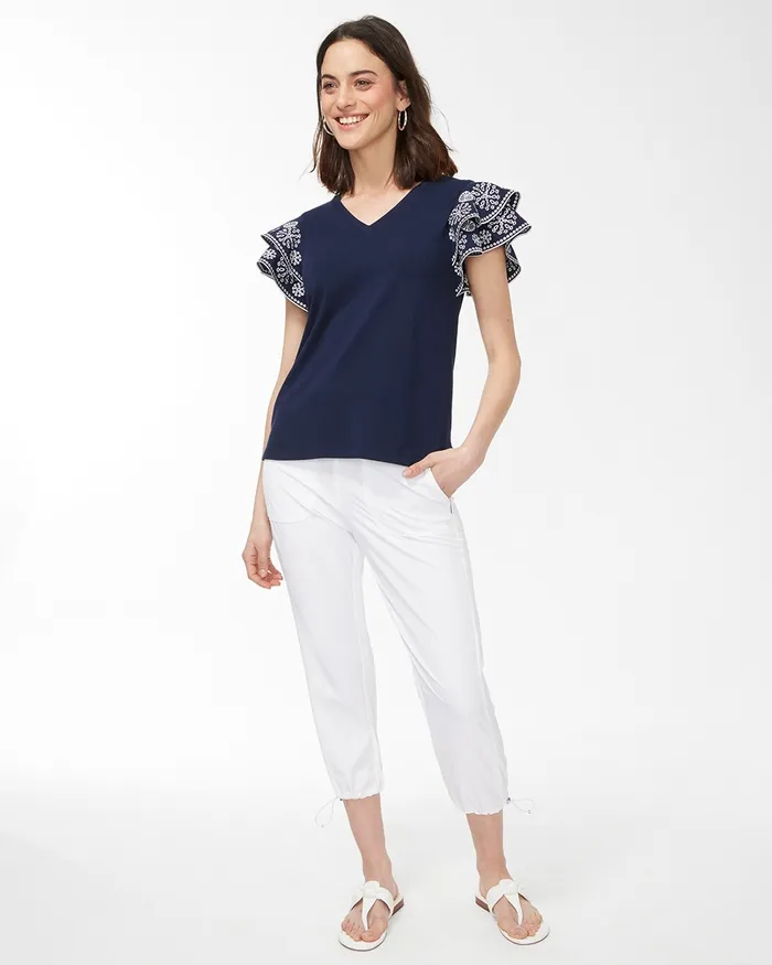 Chico039s Zenergy UPF Flutter Sleeve Tee Flame Scarlet Women Tees