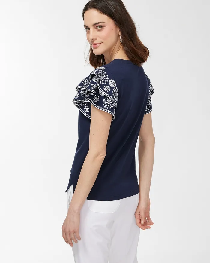 Chico039s Zenergy UPF Flutter Sleeve Tee Flame Scarlet Women Tees