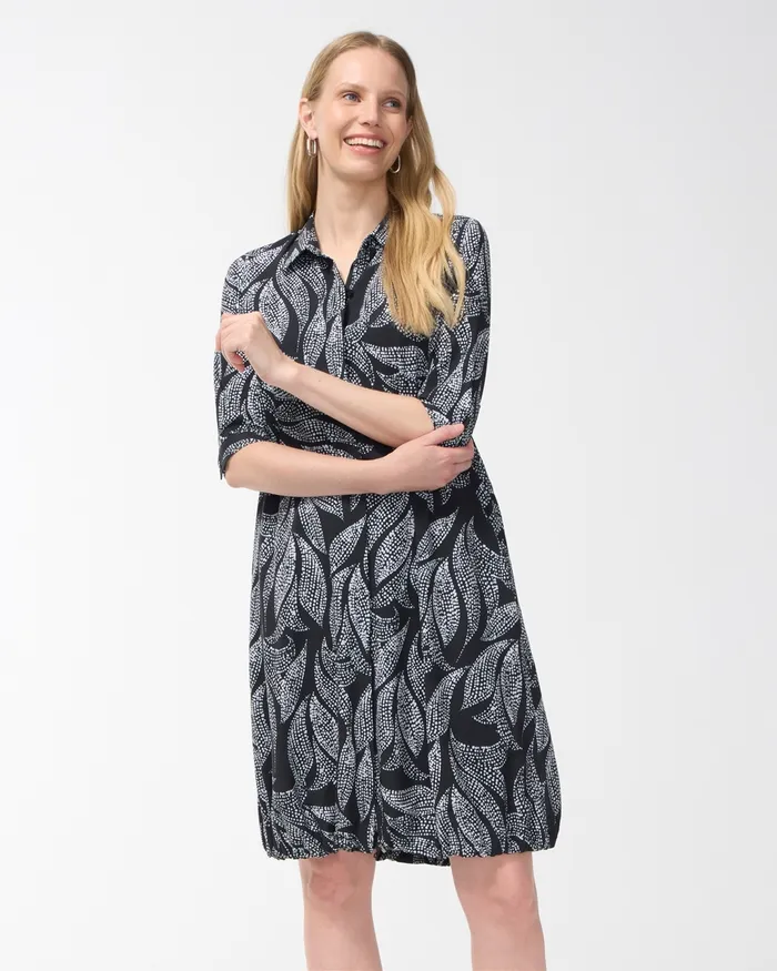 Chico039s Zenergy UPF Neema Foliage Bungee Dress Black Women Activewear