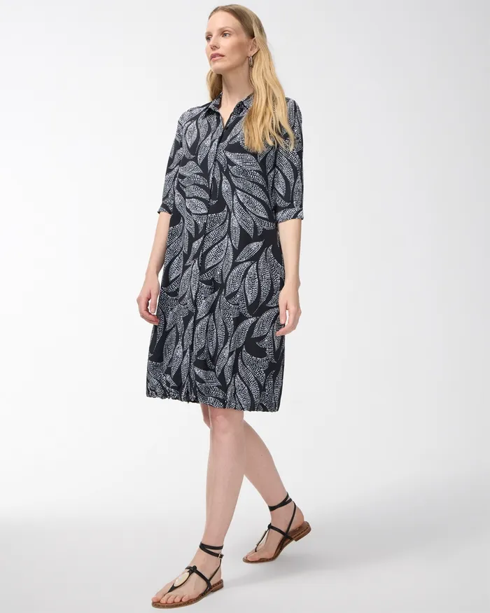 Chico039s Zenergy UPF Neema Foliage Bungee Dress Black Women Activewear