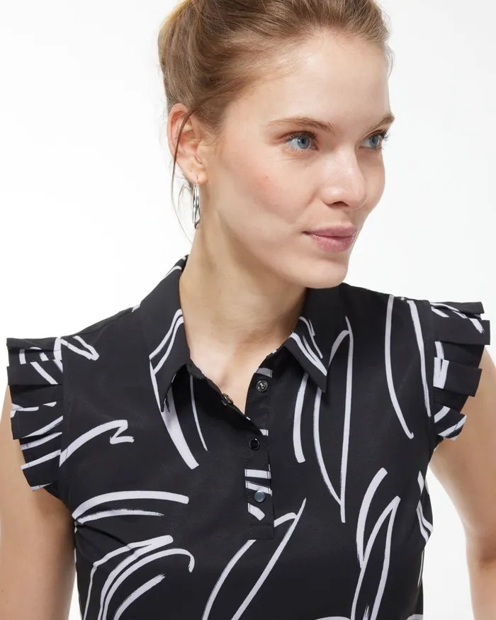Chico039s Zenergy UPF Neema Sleeveless Polo Black Women Tops
