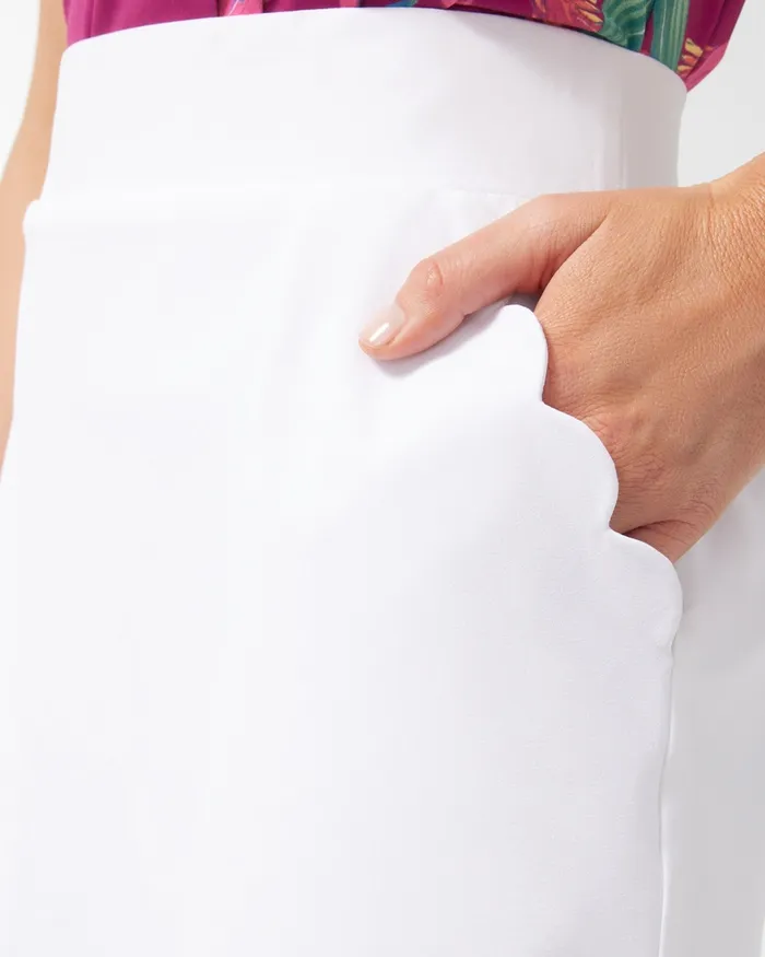 Chico039s Zenergy UPF Neema White Scallop Hem Skort Alabaster Women Pants