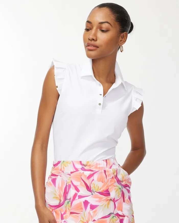 Chico039s Zenergy UPF Sleeveless Polo Alabaster Women Activewear