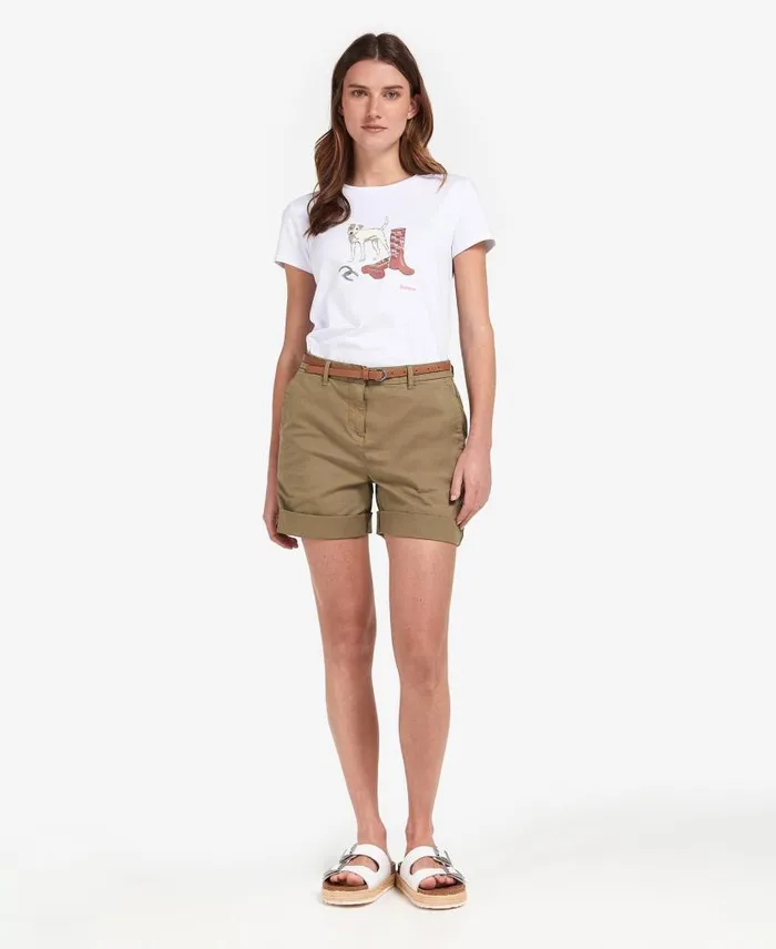 Chino Shorts Classic White Women Barbour Trousers and Shorts