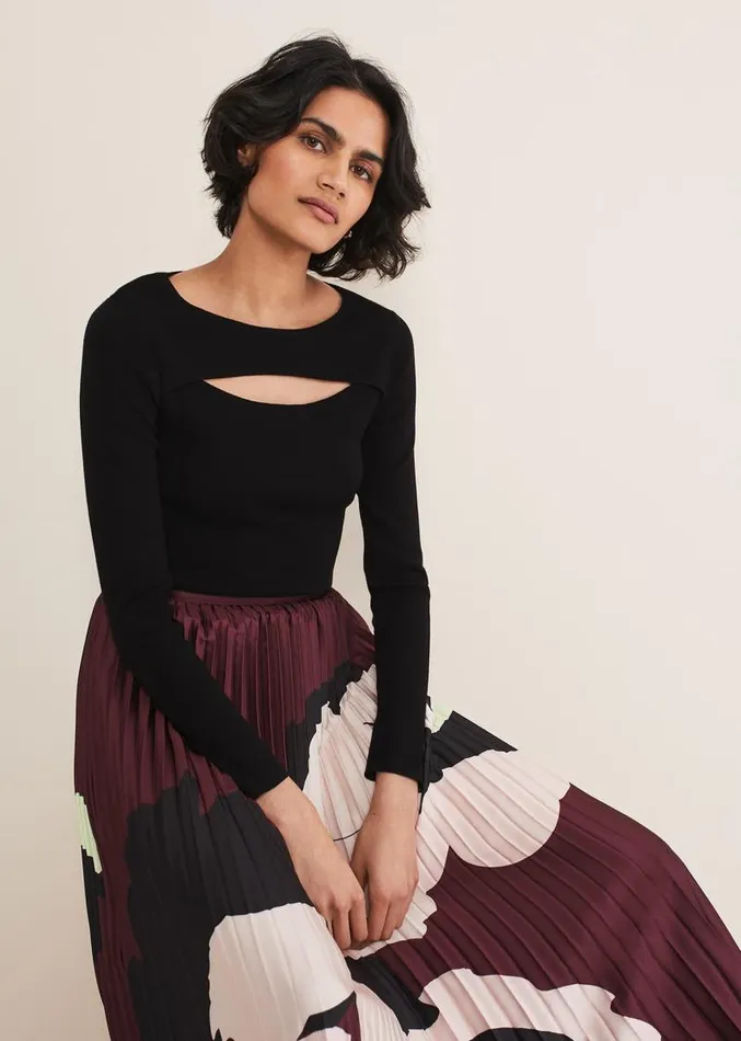 Ciara Cut Out Knit Black Women Phase Eight Knitwear