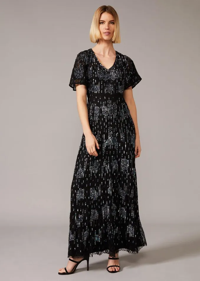 Clarabelle Sequin Embelished Maxi Dress Blackmulti Women Phase Eight Dresses