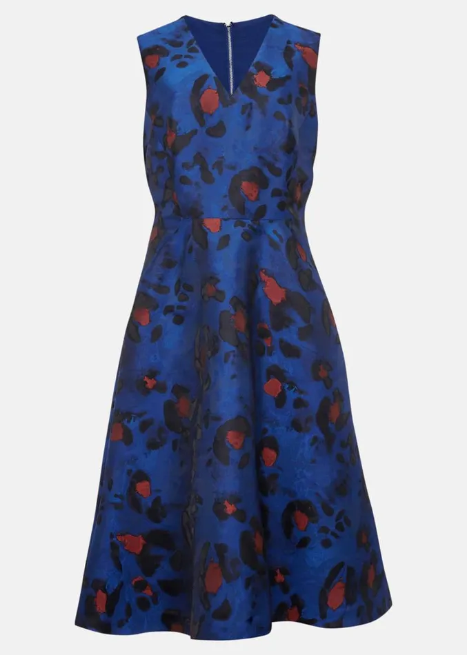 Clarisse Print Jacquard Dress Cobaltmulti Women Phase Eight Dresses