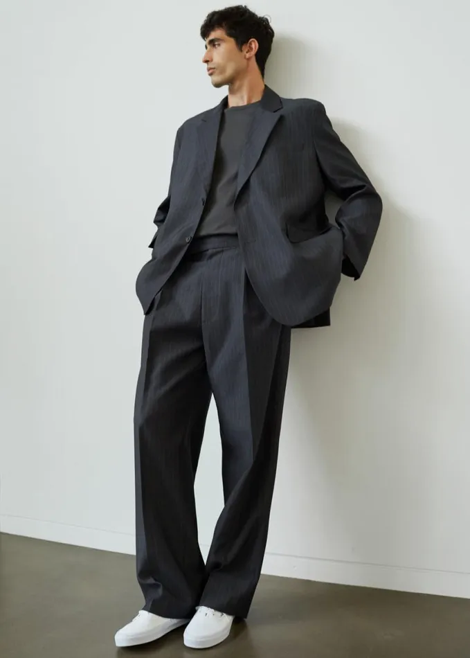 Clothing Men The Frankie Shop Beo Suit Pants 8211 CharcoalWhite Pinstripe
