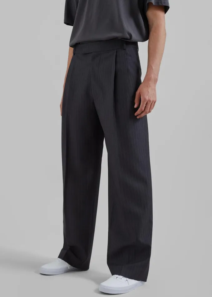Clothing Men The Frankie Shop Beo Suit Pants 8211 CharcoalWhite Pinstripe