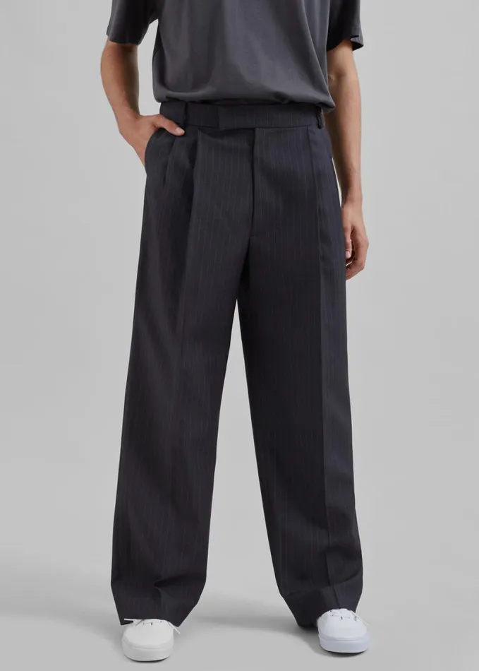 Clothing Men The Frankie Shop Beo Suit Pants 8211 CharcoalWhite Pinstripe