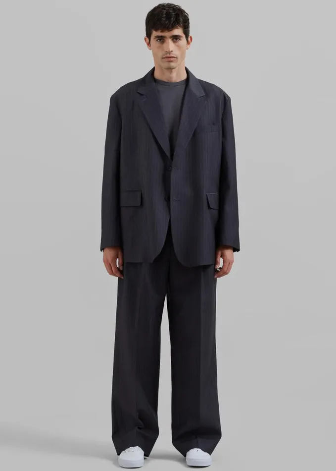 Clothing Men The Frankie Shop Beo Suit Pants 8211 CharcoalWhite Pinstripe
