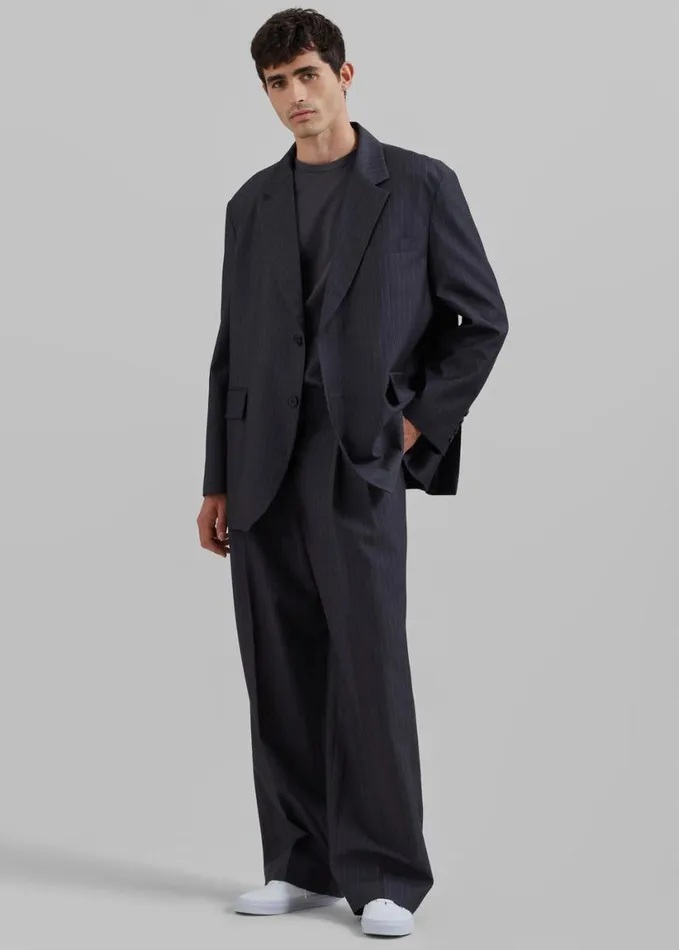 Clothing Men The Frankie Shop Beo Suit Pants 8211 CharcoalWhite Pinstripe