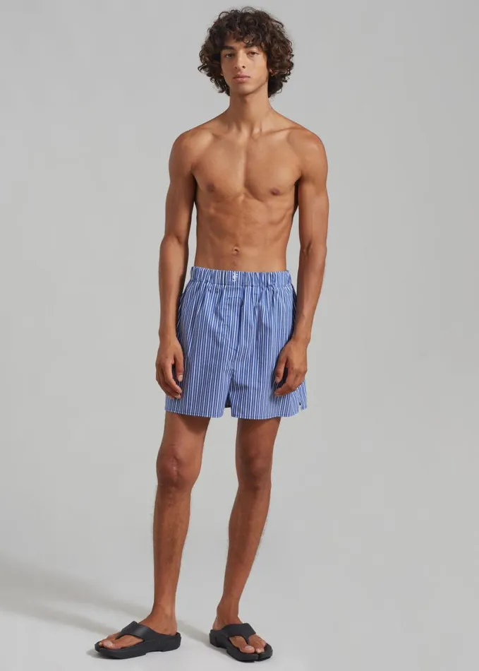 Clothing Men The Frankie Shop Cole Cotton Boxer Shorts 8211 Blue Multi Stripe