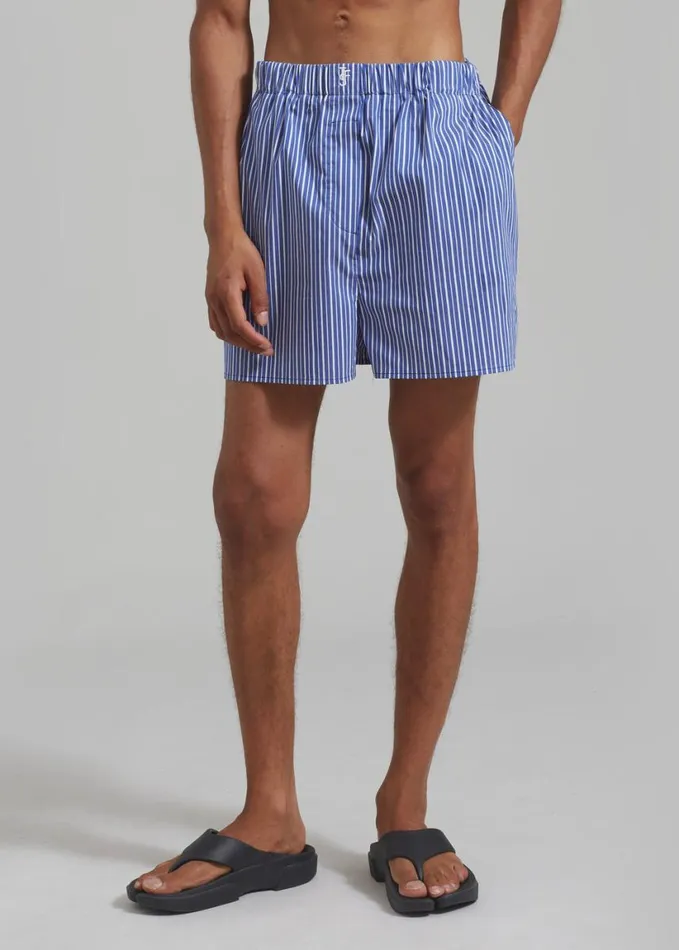 Clothing Men The Frankie Shop Cole Cotton Boxer Shorts 8211 Blue Multi Stripe