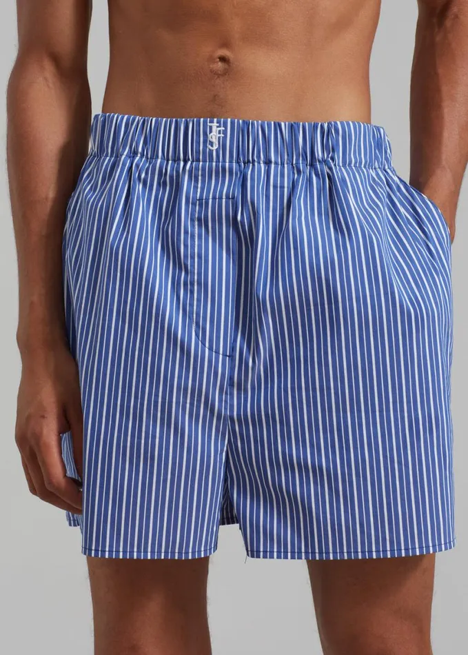 Clothing Men The Frankie Shop Cole Cotton Boxer Shorts 8211 Blue Multi Stripe