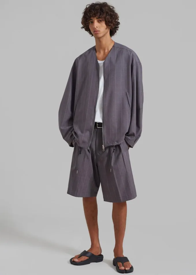 Clothing Men The Frankie Shop Dash Pleated Bermuda Shorts 8211 Grey Stripe