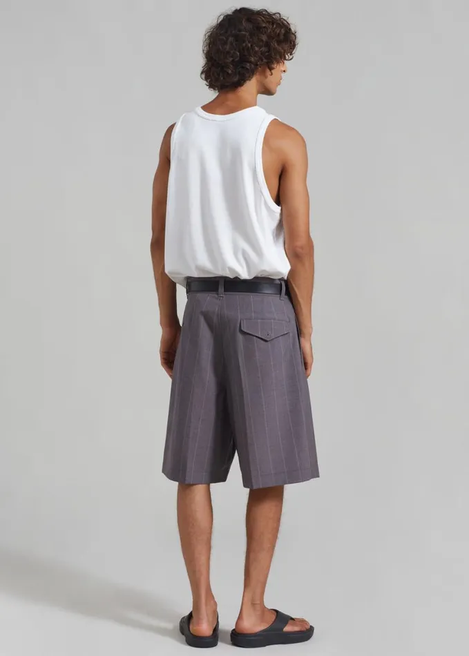 Clothing Men The Frankie Shop Dash Pleated Bermuda Shorts 8211 Grey Stripe