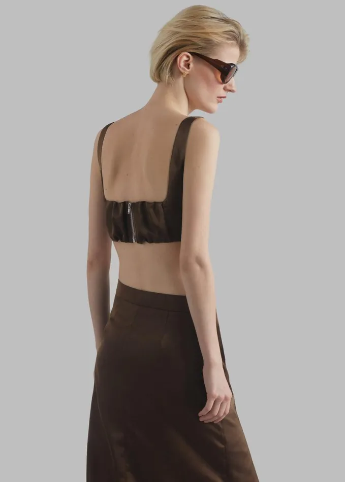 Clothing Women The Frankie Shop Ada Satin Bra Top 8211 Brown