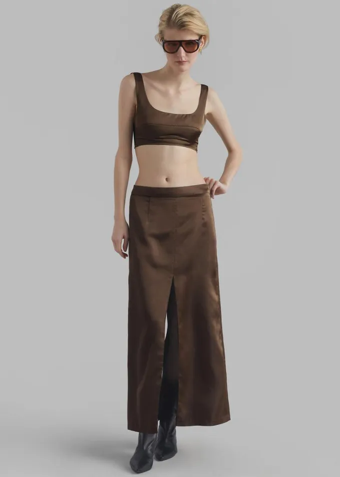Clothing Women The Frankie Shop Ada Satin Bra Top 8211 Brown