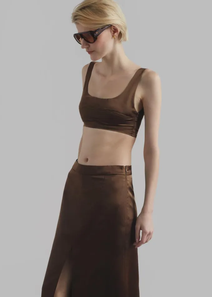 Clothing Women The Frankie Shop Ada Satin Bra Top 8211 Brown