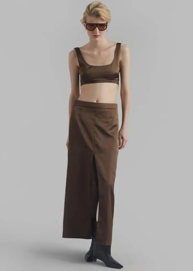 Clothing Women The Frankie Shop Ada Satin Bra Top 8211 Brown
