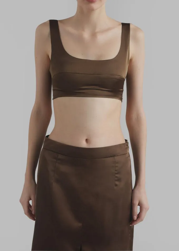 Clothing Women The Frankie Shop Ada Satin Bra Top 8211 Brown