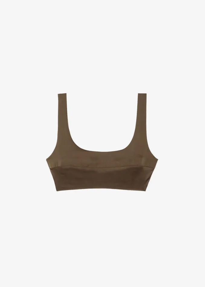Clothing Women The Frankie Shop Ada Satin Bra Top 8211 Brown