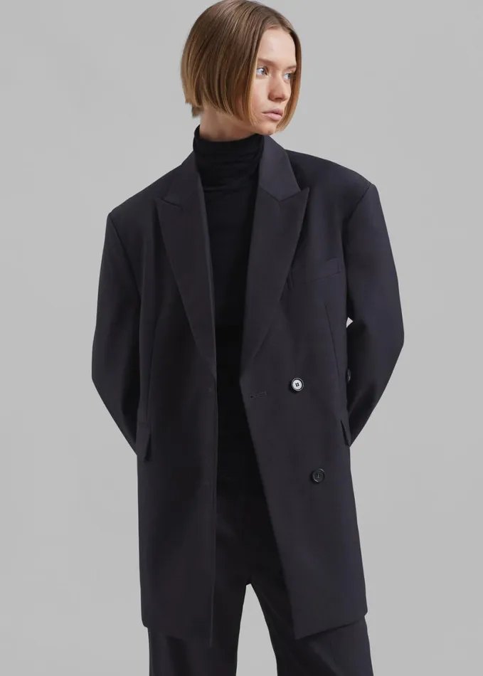 Clothing Women The Frankie Shop Alana Boxy Blazer 8211 Charcoal