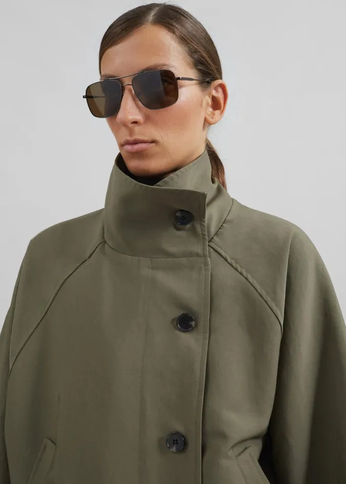 Clothing Women The Frankie Shop Alberta Short Trench 8211 Khaki