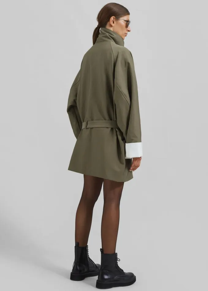 Clothing Women The Frankie Shop Alberta Short Trench 8211 Khaki