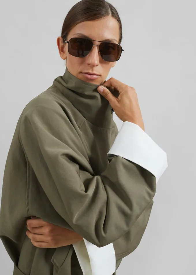 Clothing Women The Frankie Shop Alberta Short Trench 8211 Khaki