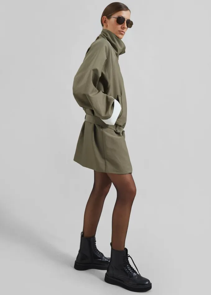 Clothing Women The Frankie Shop Alberta Short Trench 8211 Khaki