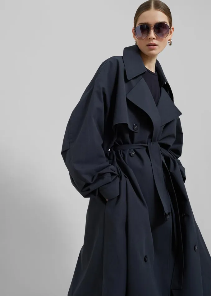Clothing Women The Frankie Shop Anika Double Breasted Trench Coat 8211 Navy