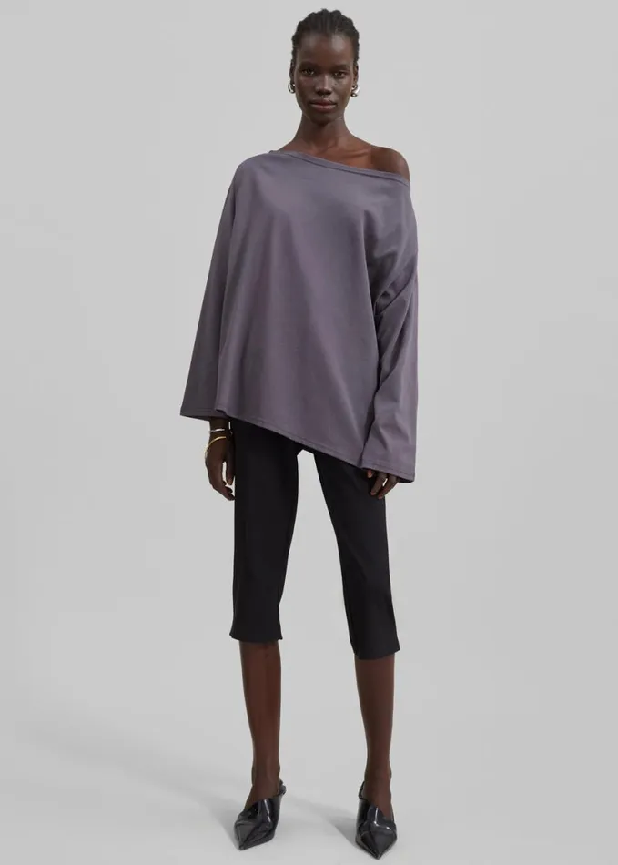 Clothing Women The Frankie Shop Apollo Long Sleeve Tee 8211 Charcoal