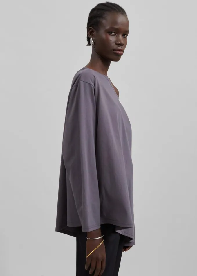 Clothing Women The Frankie Shop Apollo Long Sleeve Tee 8211 Charcoal