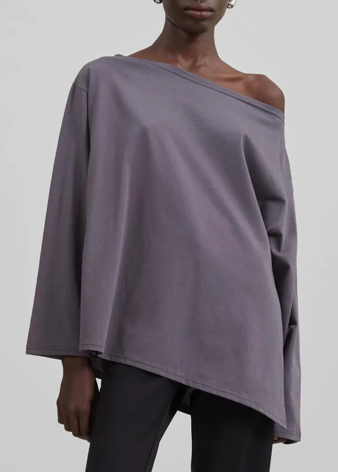 Clothing Women The Frankie Shop Apollo Long Sleeve Tee 8211 Charcoal
