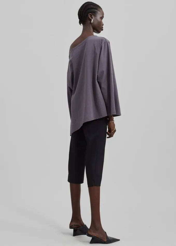 Clothing Women The Frankie Shop Apollo Long Sleeve Tee 8211 Charcoal