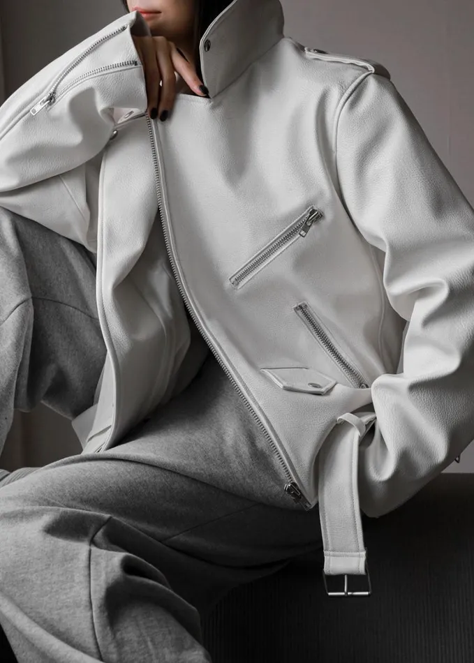 Clothing Women The Frankie Shop Aria Faux Leather Jacket 8211 White