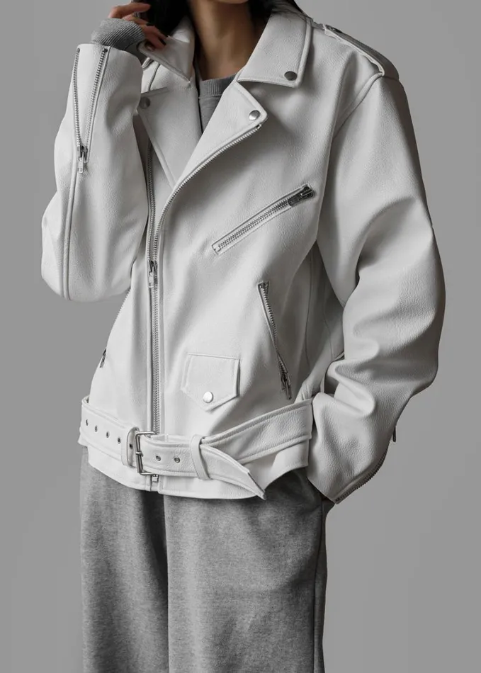 Clothing Women The Frankie Shop Aria Faux Leather Jacket 8211 White