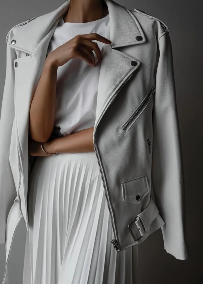 Clothing Women The Frankie Shop Aria Faux Leather Jacket 8211 White