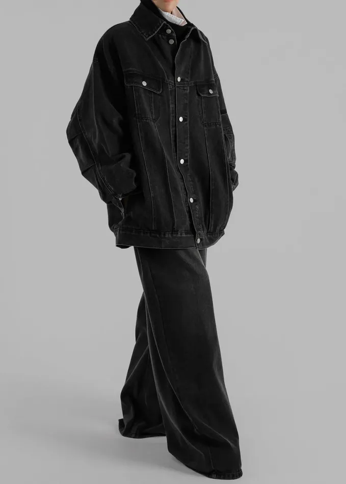 Clothing Women The Frankie Shop Ashford Wide Leg Jeans 8211 Black Wash